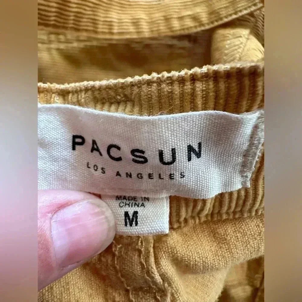 Pacsun Mustard Yellow Corduroy Skirt Bibs- size Medium